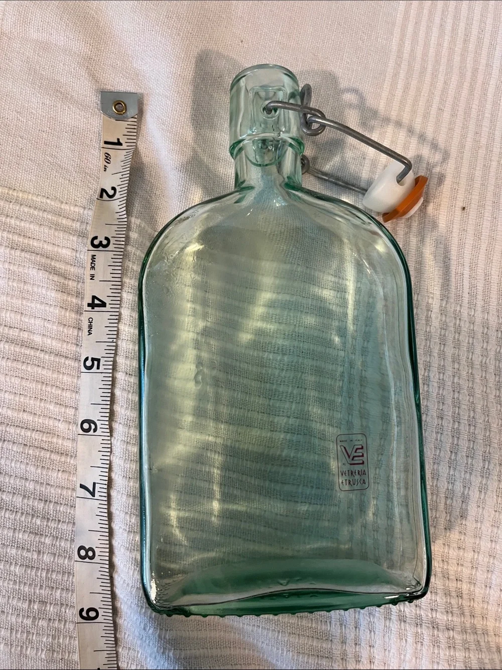 Italian Made Set of 3 Aqua Glass Flip-Top Bottles